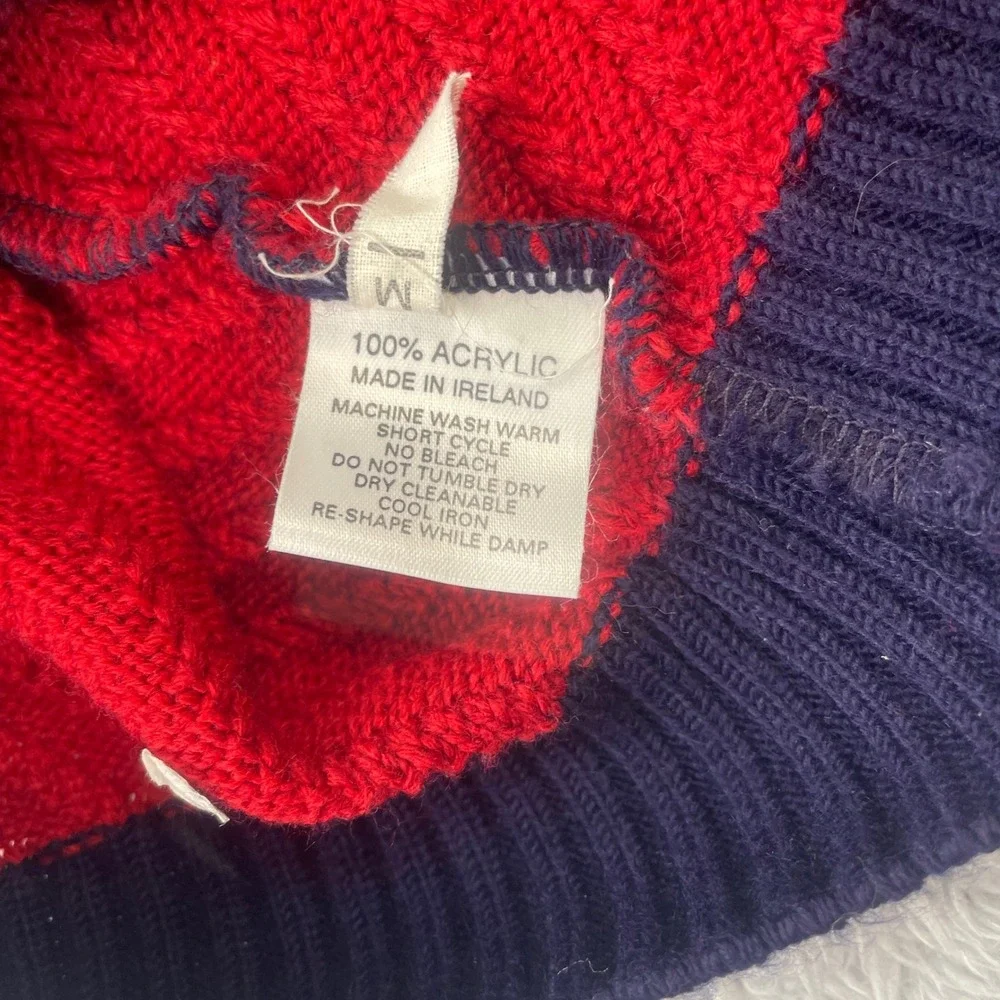 Emerald Isle Sweater Mens M Multicolor Colorblock Knit Made in Ireland Crest
